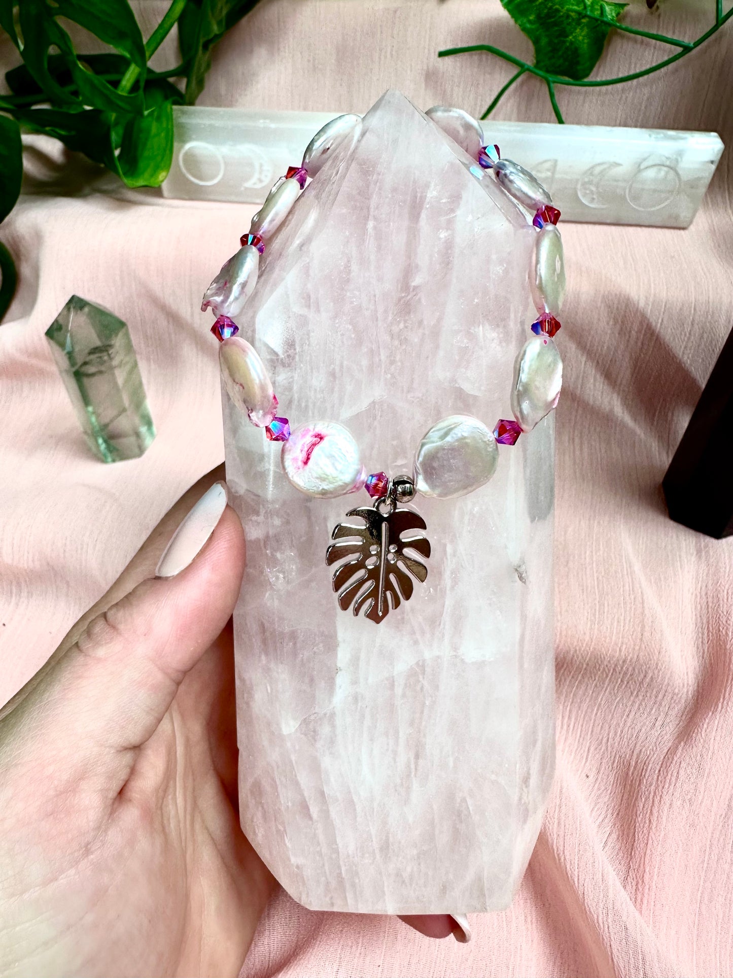 Pink Coin Pearl Bracelet